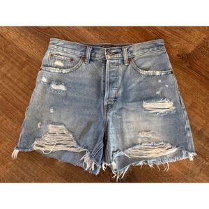 Abercrombie Fitch High Rise 4" Short Women's Denim Distressed Light Wash 26 2